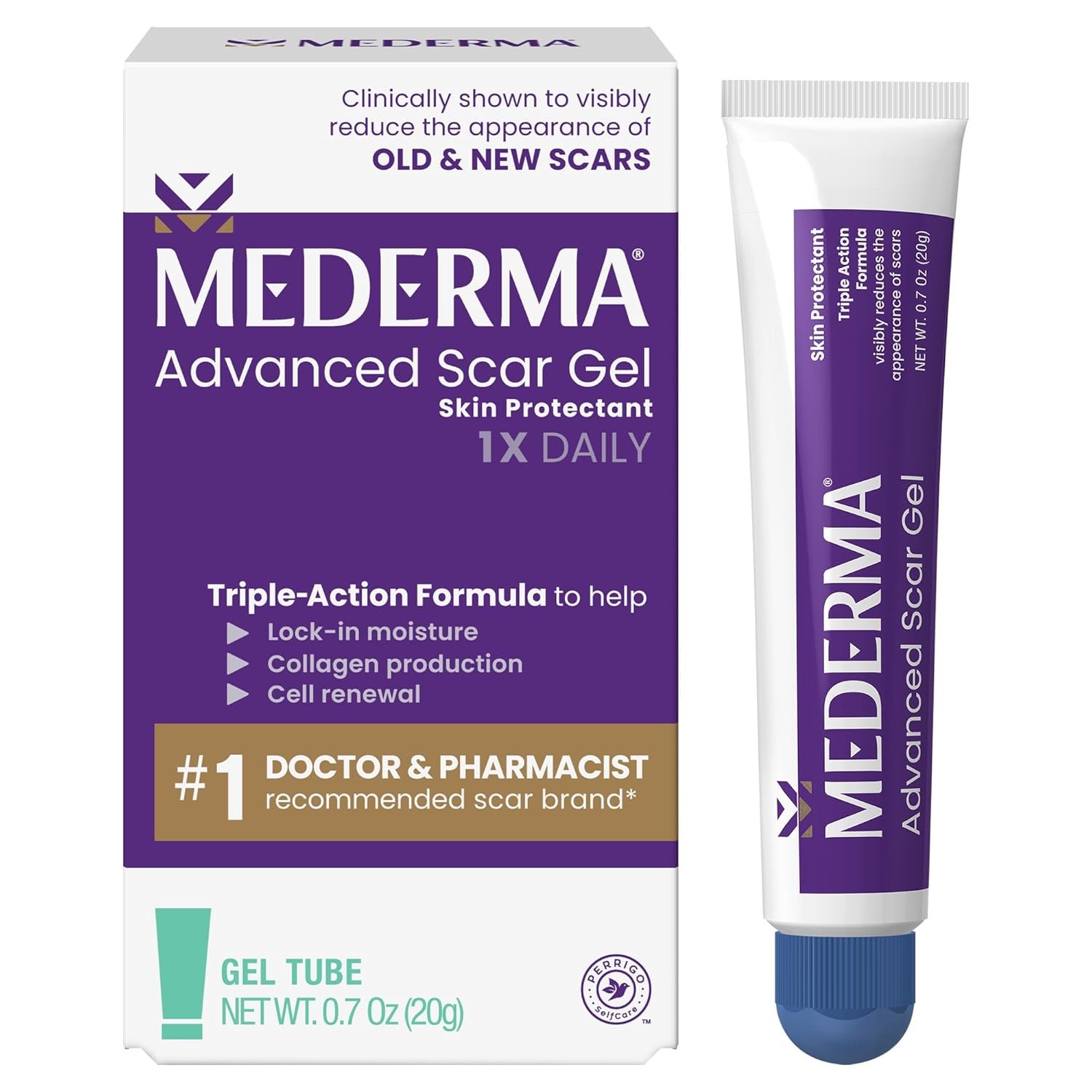 Mederma Advanced Scar Gel – Treats Old & New Scars, Reduces Appearance of Scars from Acne, Surgery, Burns, Injury & Stretch Marks, 0.70 Oz (20g)