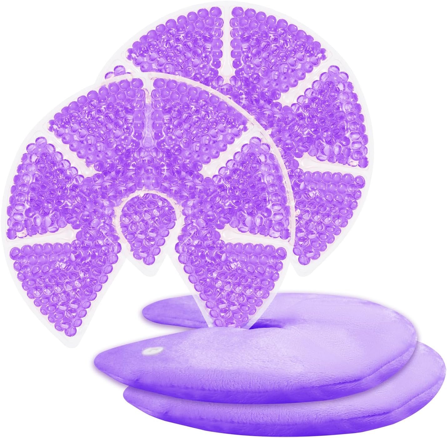 Hot/Cold Breast Gel Ice Packs Breast Cooling/Heat Pads Relief for Breastfeeding, Nursing Pain, Mastitis, Engorgement, Swelling, Plugged Ducts | Boost Milk Let-Down & Production,2 Pack (Purple)