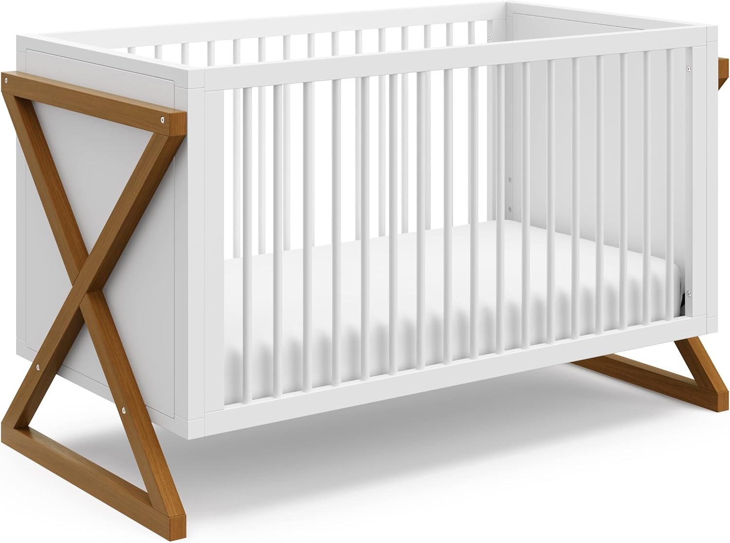 Storkcraft Equinox Convertible Crib (White & Vintage Driftwood) – GREENGUARD Gold Certified, Fits Standard Crib Mattress, Converts to Toddler Bed and Daybed, 4 Adjustable Mattress Heights
