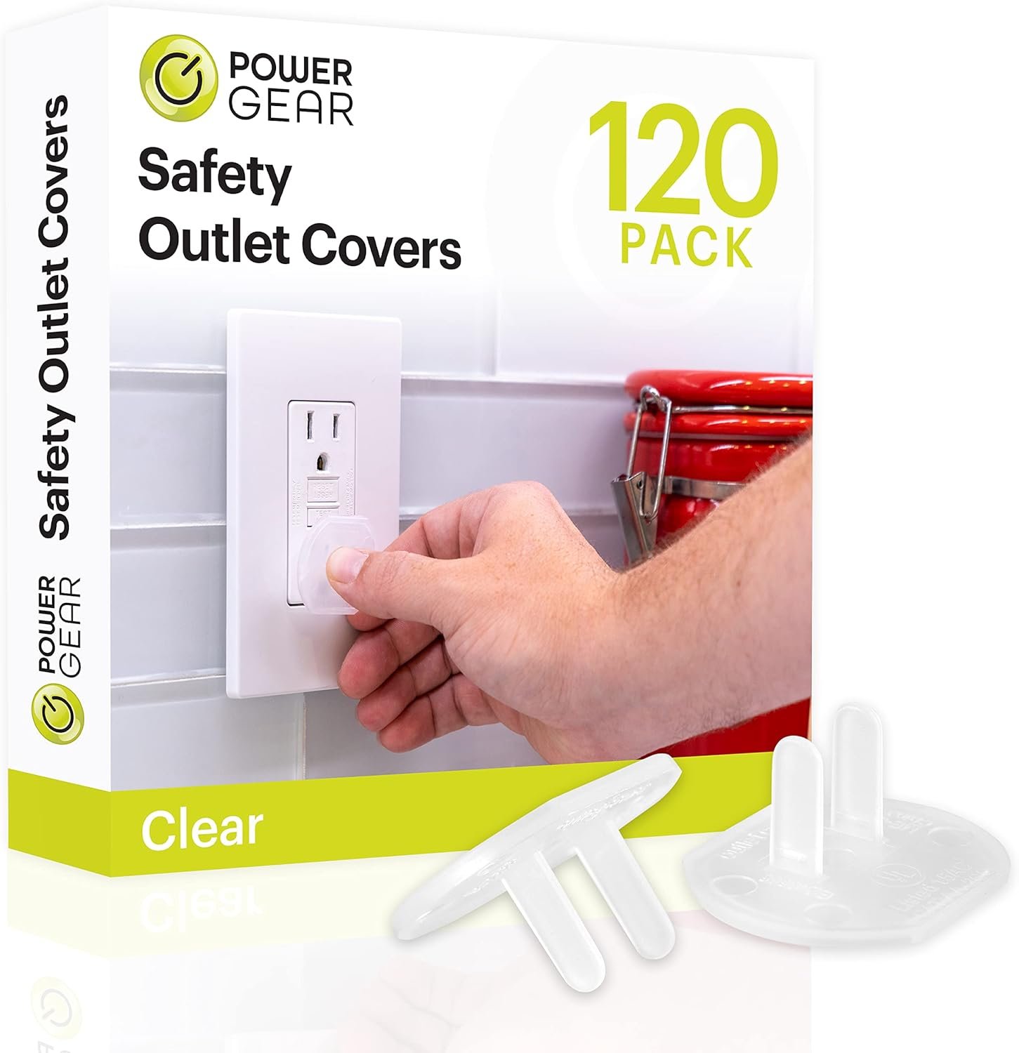 Power Gear Clear Outlet Covers (120 Pack) – Baby Safety Outlet Plug Covers, UL Listed, Easy Child Proofing, 54614