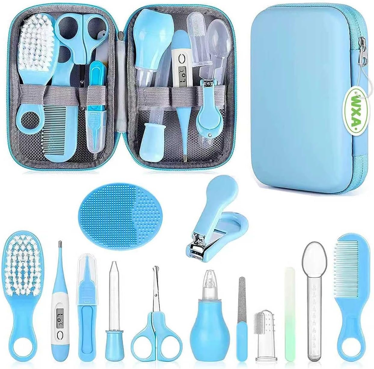 Baby Grooming Kit, Infant Safety Care Set with Hair Brush Comb Nail Clipper Nasal Aspirator,Baby Essentials Kit for Newborn Girls Boys