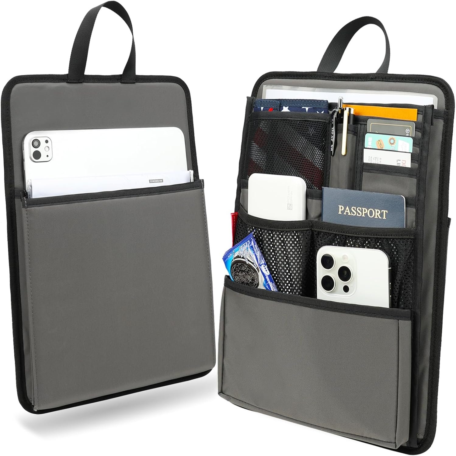 Slim Rugged Backpack Organizer Insert for Business Casual Men Women -13 Pockets,Padded Nylon,Max 14” laptop – Grey