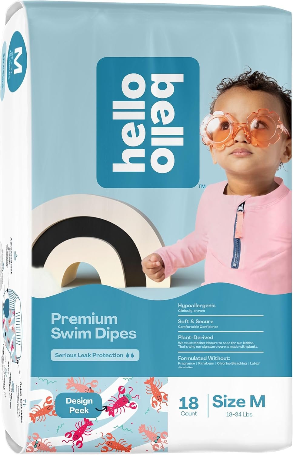 Hello Bello Premium Swim Diapers I Affordable and Eco-Friendly Disposable Swim Dipes for Babies and Kids I Size Medium