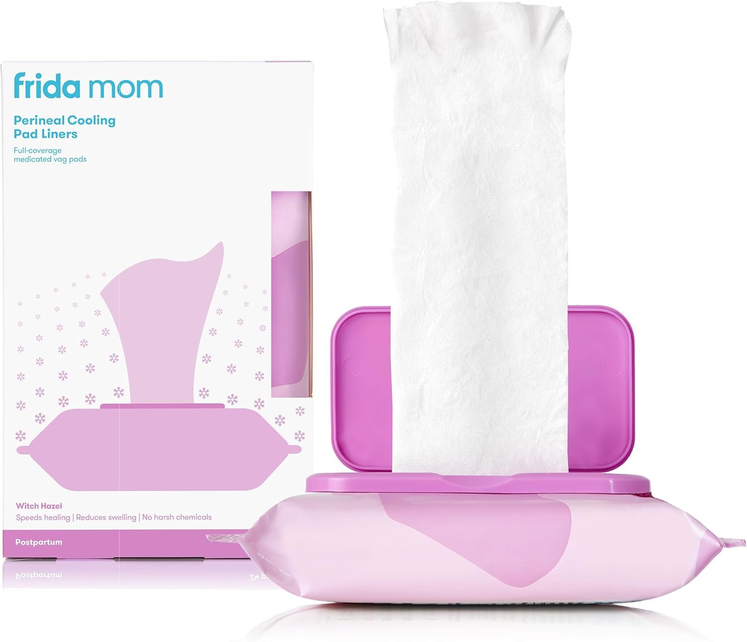 Perineal Medicated Witch Hazel Full-Length Cooling Pad Liners for Postpartum Care by Frida Mom | Speeds Healing and Reduces Swelling for Perineal Area | 24-Count