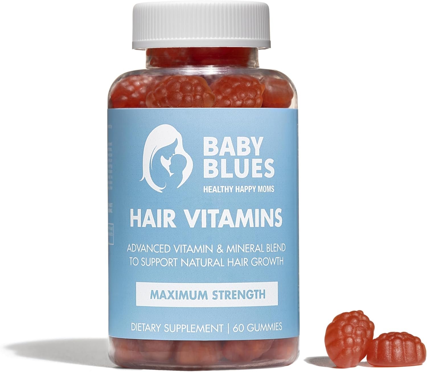 Baby Blues Postpartum Hair Loss Vitamins – Passion Fruit Gummies with Biotin, Collagen, & Folate