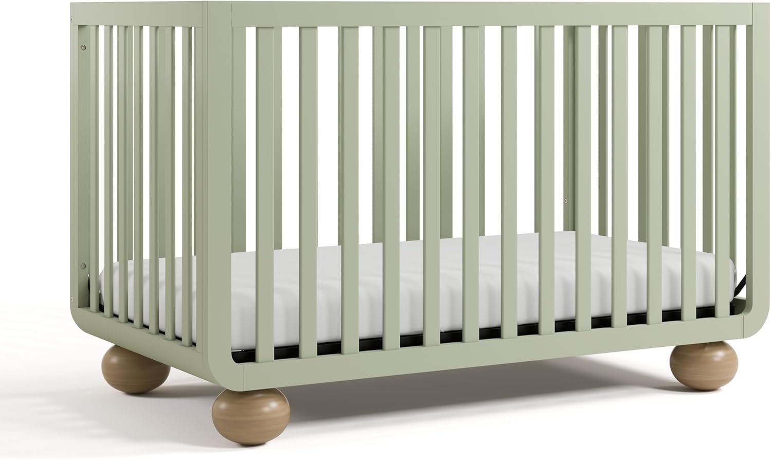 Storkcraft Amalfi 5-in-1 Convertible Crib with Toddler Guardrail (Sage & Driftwood) – GREENGUARD Gold Certified, Toddler Bed Conversion Kit Included, Fits Standard Crib Mattress, Converts to Full Bed