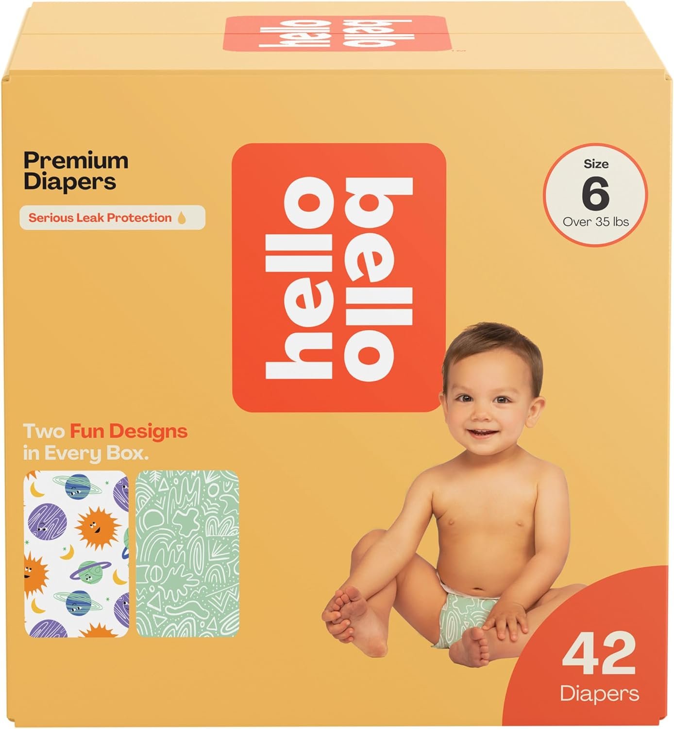 Hello Bello Premium Diapers Size 6, Celestial Cuties & Daring Doodlers Designs, 42ct Club Box