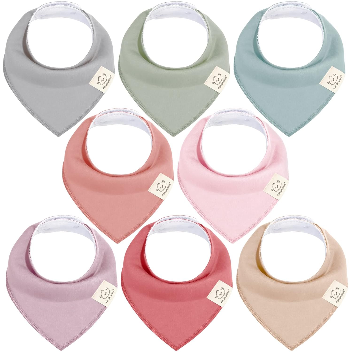 KeaBabies 8-Pack Organic Baby Bandana Bibs for Girls – Super Absorbent Triangle Baby Bibs for Drooling and Teething Infant, 100% Cotton Extra Soft for Newborn, Infant 0-36 Months (Muted Pastel)