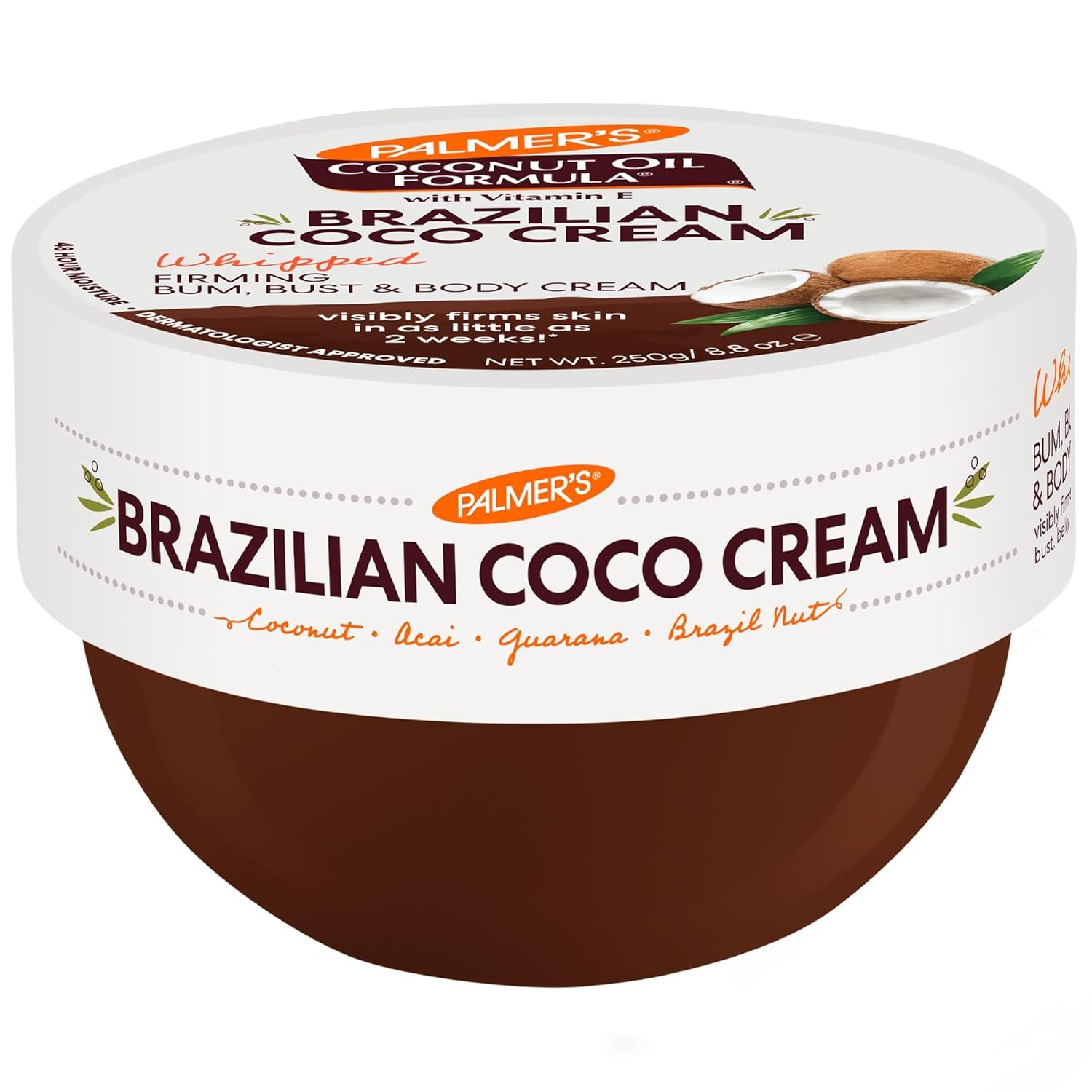 Palmer’s Coconut Oil Formula Brazilian Coco Cream with Vitamin E, 8.8 Fl Oz, Whipped Bum, Bust & Body Cream, Helps with Skin Tightening & Firming
