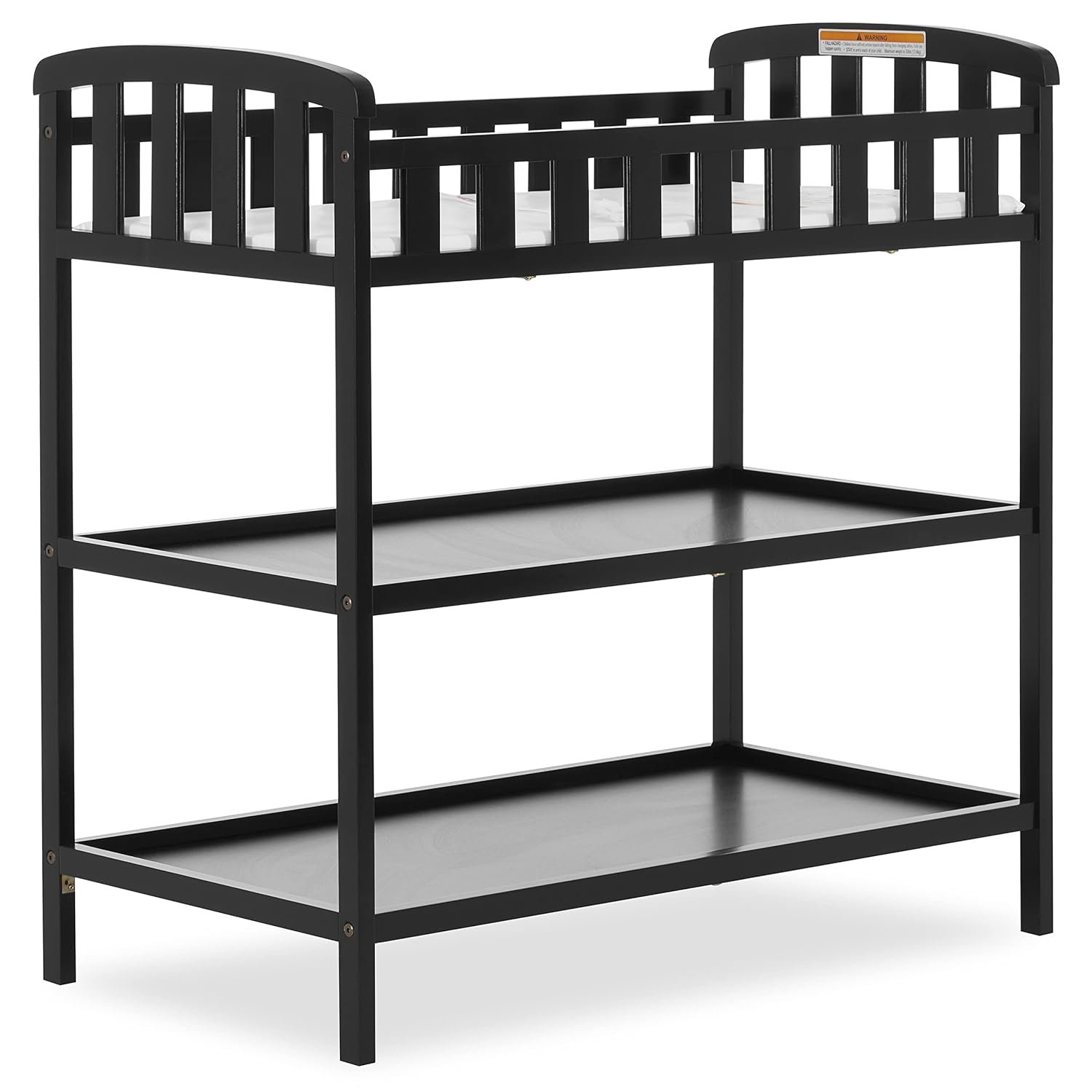 Dream On Me Emily Changing Table In Black, Comes With 1″ Changing Pad, Features Two Shelves, Portable Changing Station, Made Of Sustainable New Zealand Pinewood