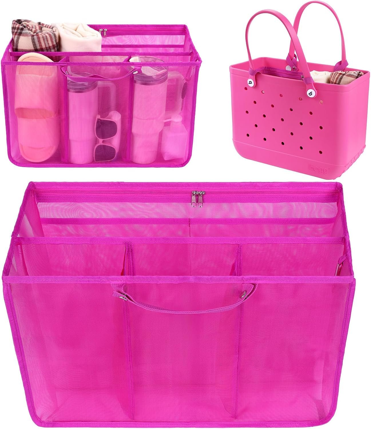 OUTXE Beach Bag Organizer Compatible with X Large Bogg Bag Accessories Inserts, Lightweight Mesh Insert Divider Pouch for Original XL Bogg Bags, Beach Tote Bags Insert for Organizing