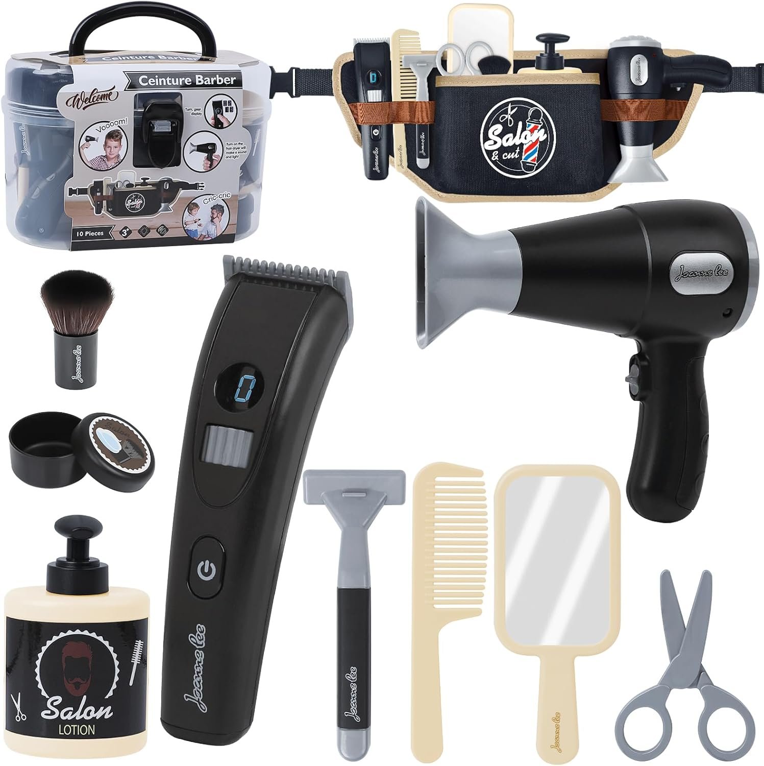 Kids Hair Stylist Play Set – Kids Shaving Kit for Boys – Toy Barber Shop Playset – Pretend Play Toy Gift for Boys Toddlers Age 3+ Years Old