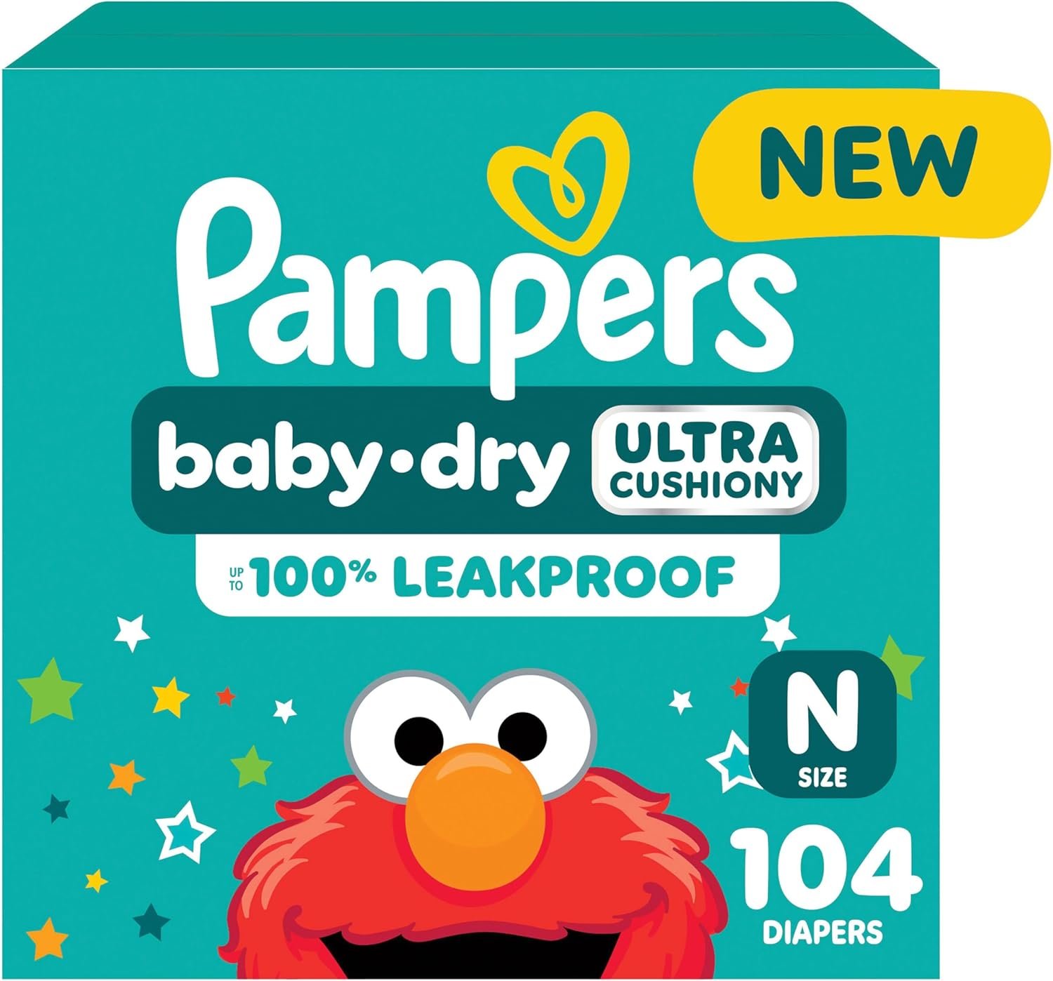 Pampers Diapers – Baby Dry – Size 0, 104 Count, Absorbent Disposable Newbort Diaper (Packaging May Vary)