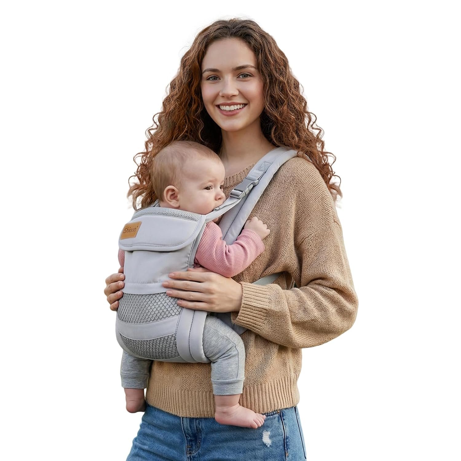 Baby Carrier Newborn to Toddler(7-30lbs), Toddler Carrier with Adjustable Shoulder Strap, Baby Holder Carrier with Breathable Mesh Fabric, Grey