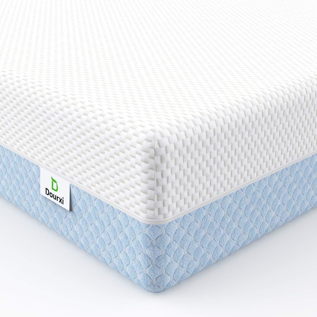 Crib Mattress, Dual Sided Comfort Memory Foam Toddler Bed Mattress, Triple-Layer Breathable Premium Baby Mattresses for Infant and Toddler w/Removable Outer Cover – White&Blue