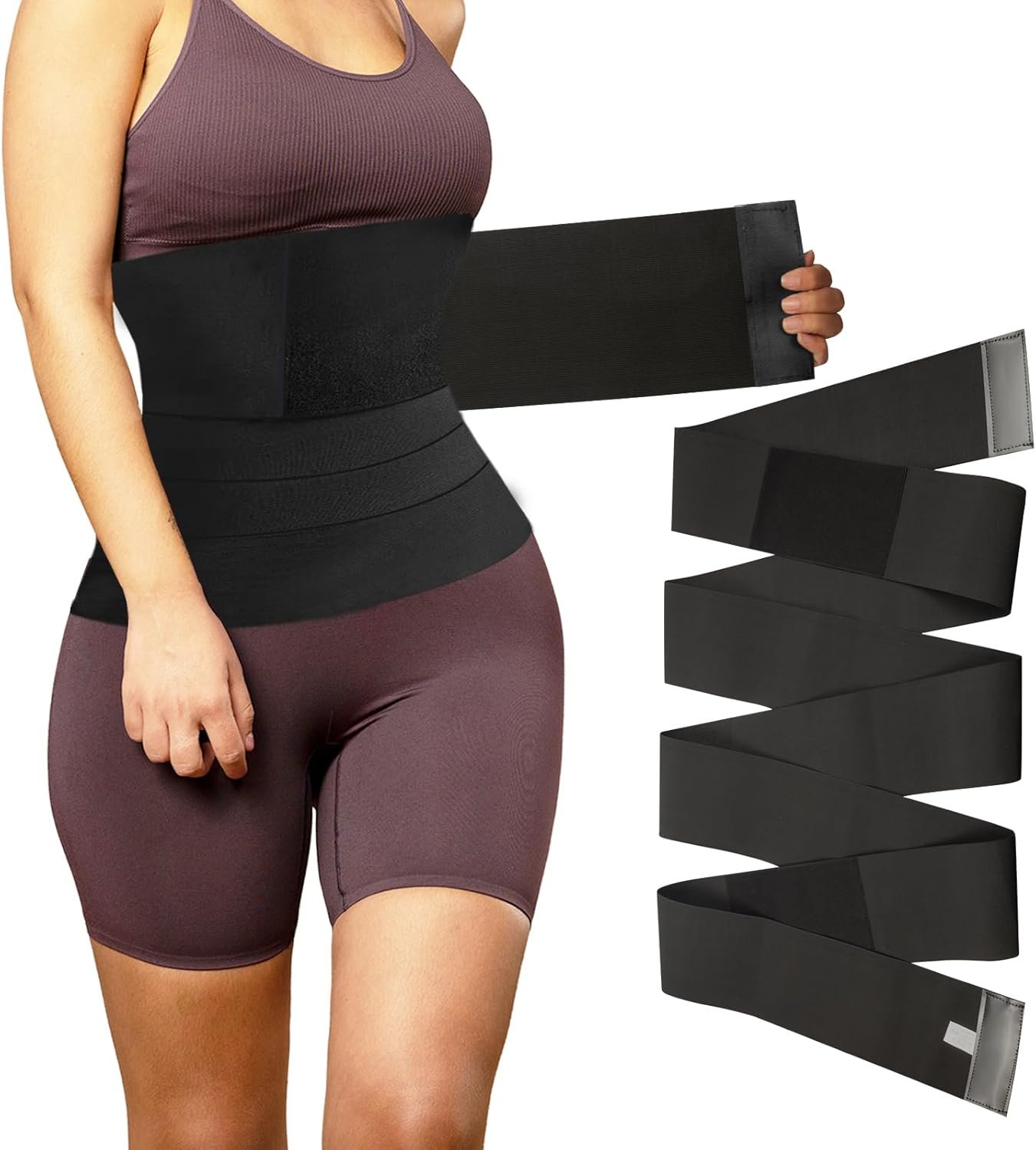 Upgraded Waist Trainers For Women Belly Fat,Postpartum Belly Wrap For Tummy Control,Bandage Wrap Waist Trainer Black