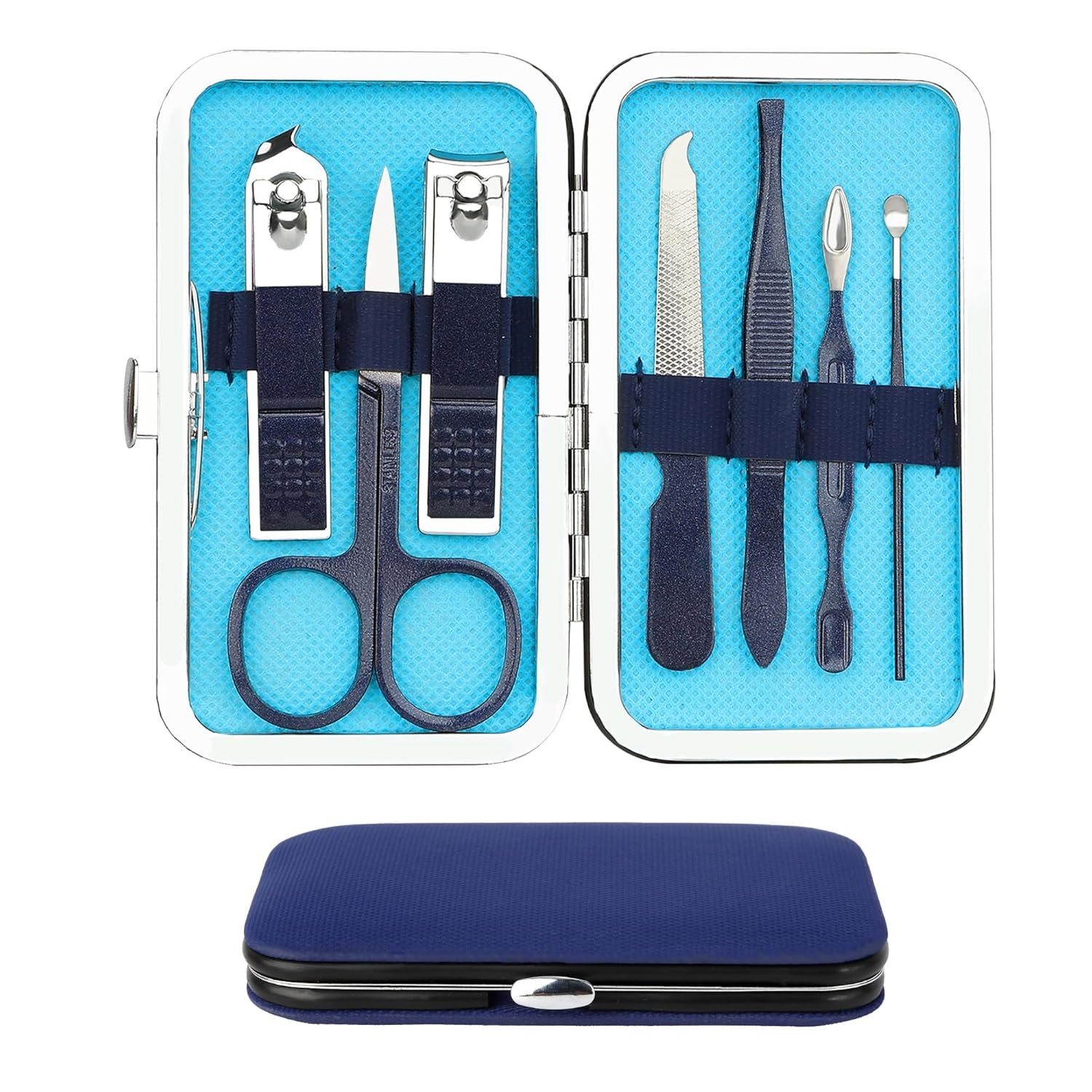 Mens Gifts Nail Clipper Set for Men Mini Nail Kit 7 in 1 Travel Manicure Set Gifts for Boys Toenails Kit Mens Manicure Tools Nails Clippers for Kids for College Student Teen Stocking Stuffers Blue