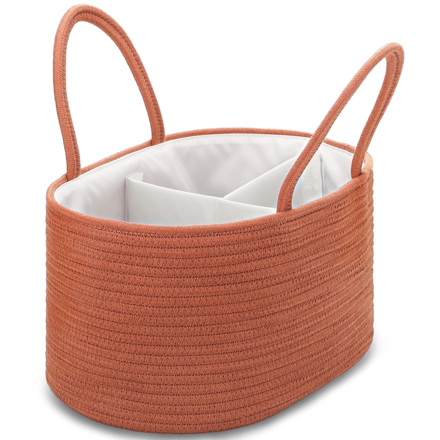 COMSE Large Baby Diaper Caddy Organizer for Girl Boy, Car Caddy with Handles, Cotton Rope Basket for Changing Table, Nursery Organizer, Gift for Baby Shower and Registry Must Have, Autumn Glaze