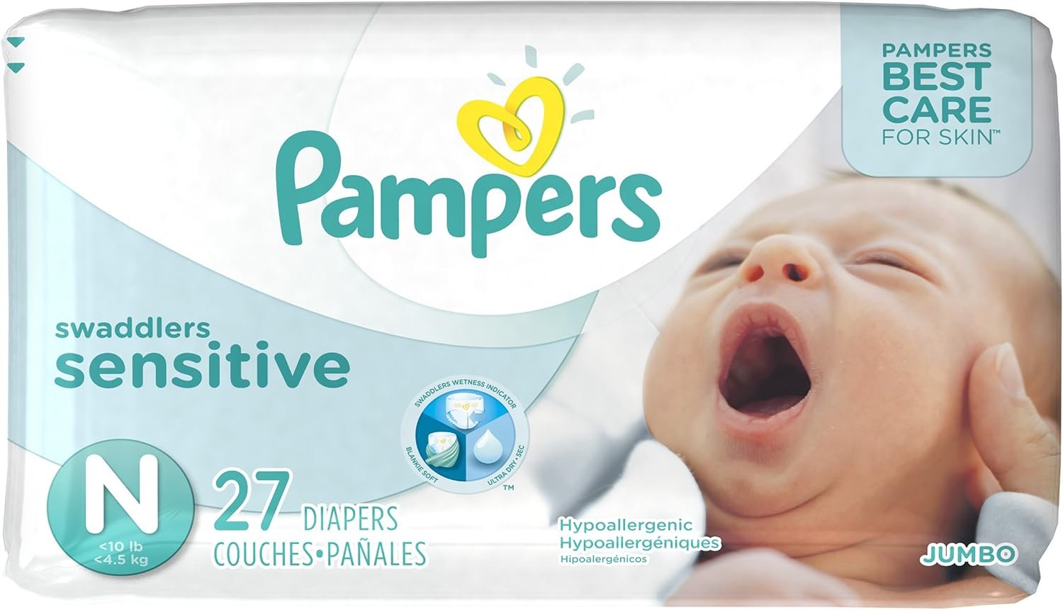 Pampers Swaddlers Sensitive Newborn Diapers Size 0, 27 Count