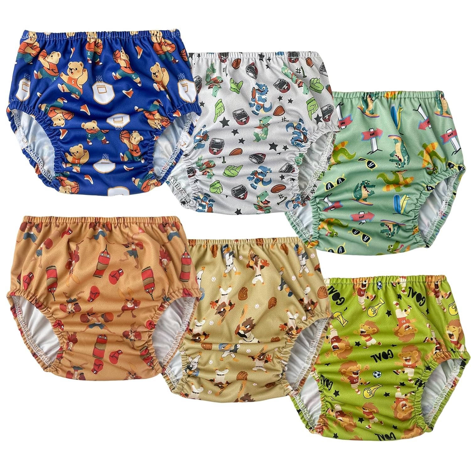 6 Packs Rubber Pants for Toddlers Rubber Training Pants for Toddlers Good Elastic Waterproof Diaper Cover Boy 4t