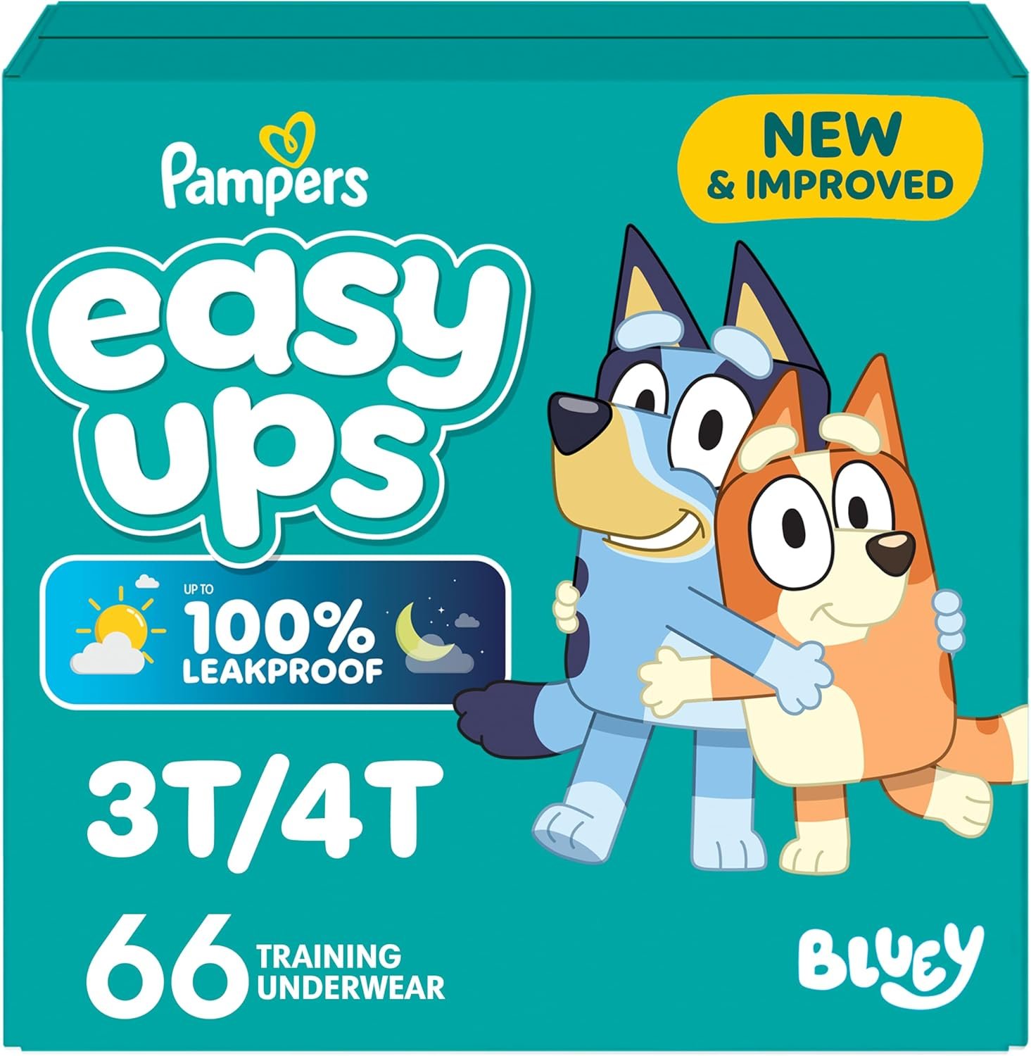 Pampers Training Pants – Easy Ups Boys & Girls Bluey – Size 3T-4T, 66 Count, Children’s Potty Underwear (Packaging May Vary)