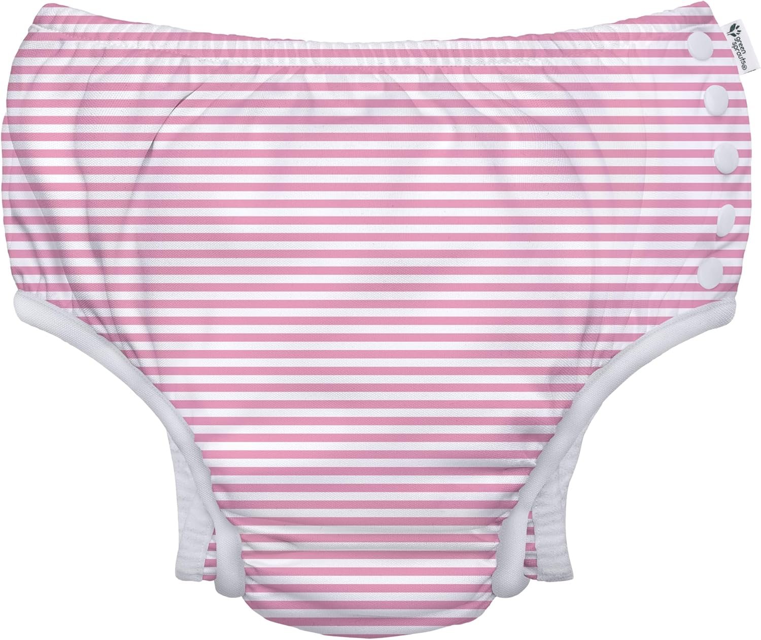 green sprouts Snap Reusable Absorbent Swimsuit Diaper, Light Pink Pinstripe, 24 Month