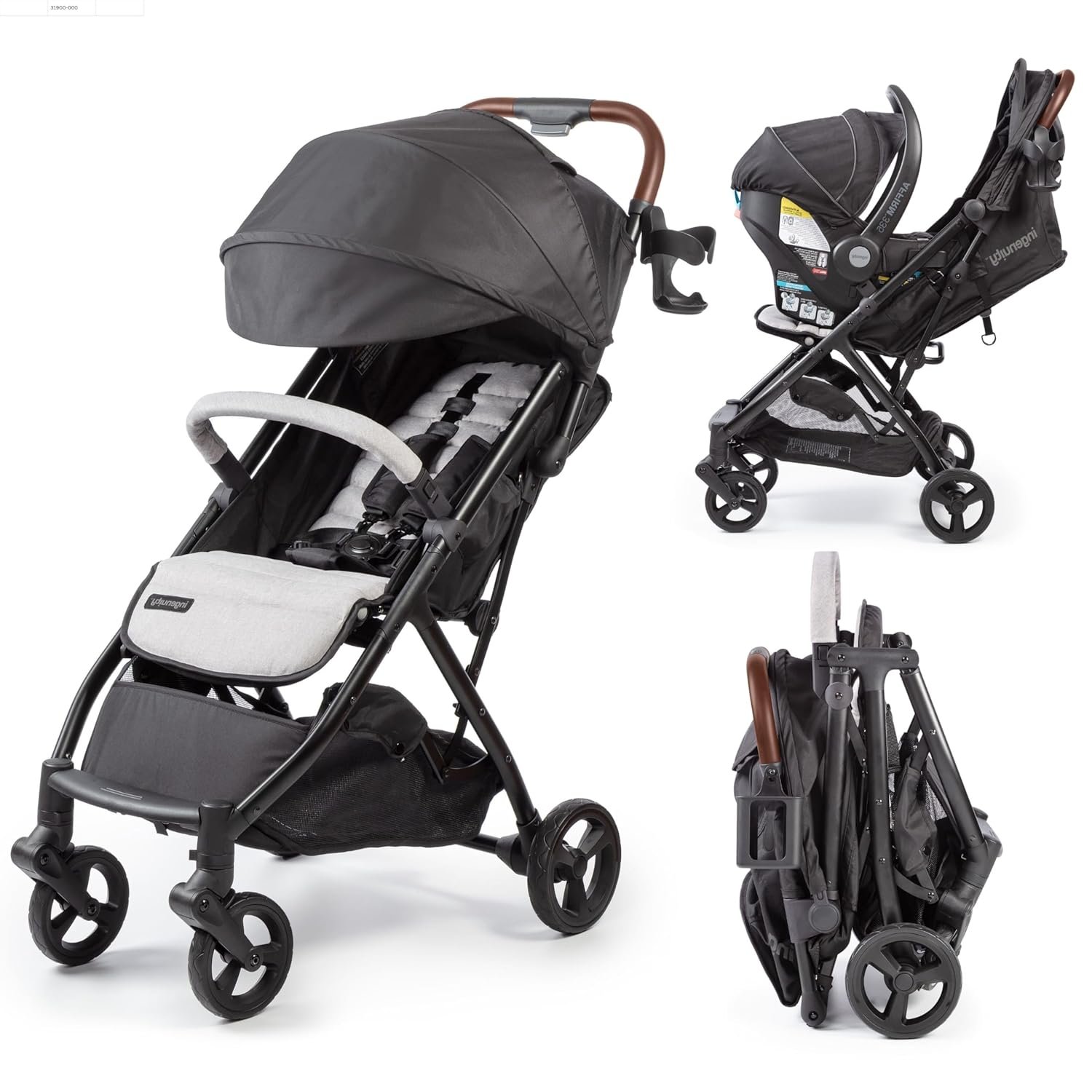 Ingenuity Ingenuity 3Dquickclose CS+ Compact Fold Stroller – Lightweight Stroller with Oversized Canopy, Extra-Large Storage and Compact Fold, Gray