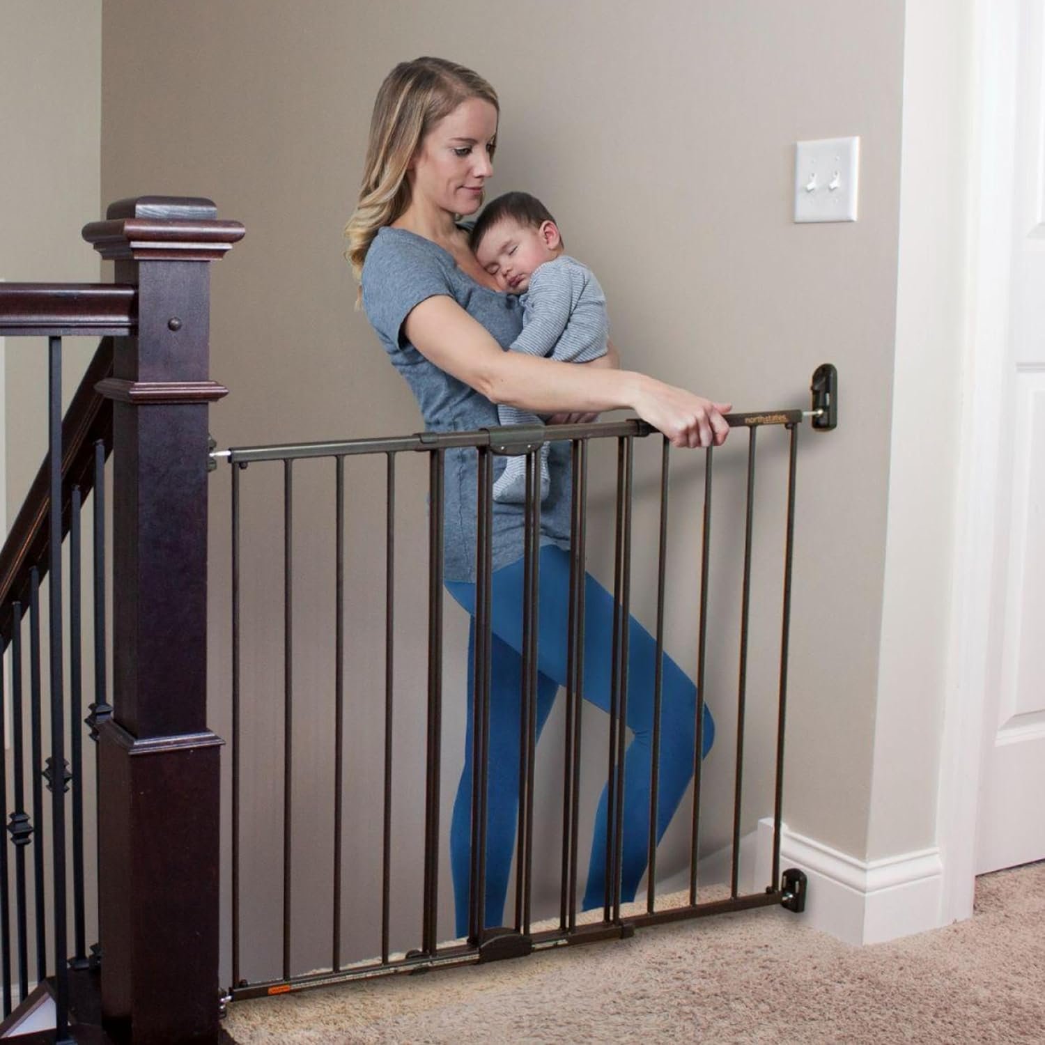 Toddleroo by North States – Easy Swing & Lock Baby Gate Series 2: Metal Safety for Stairs & Doorways – Adjustable 28.68 to 47.85 Inches Wide – 31 Inches Tall – Matte Bronze