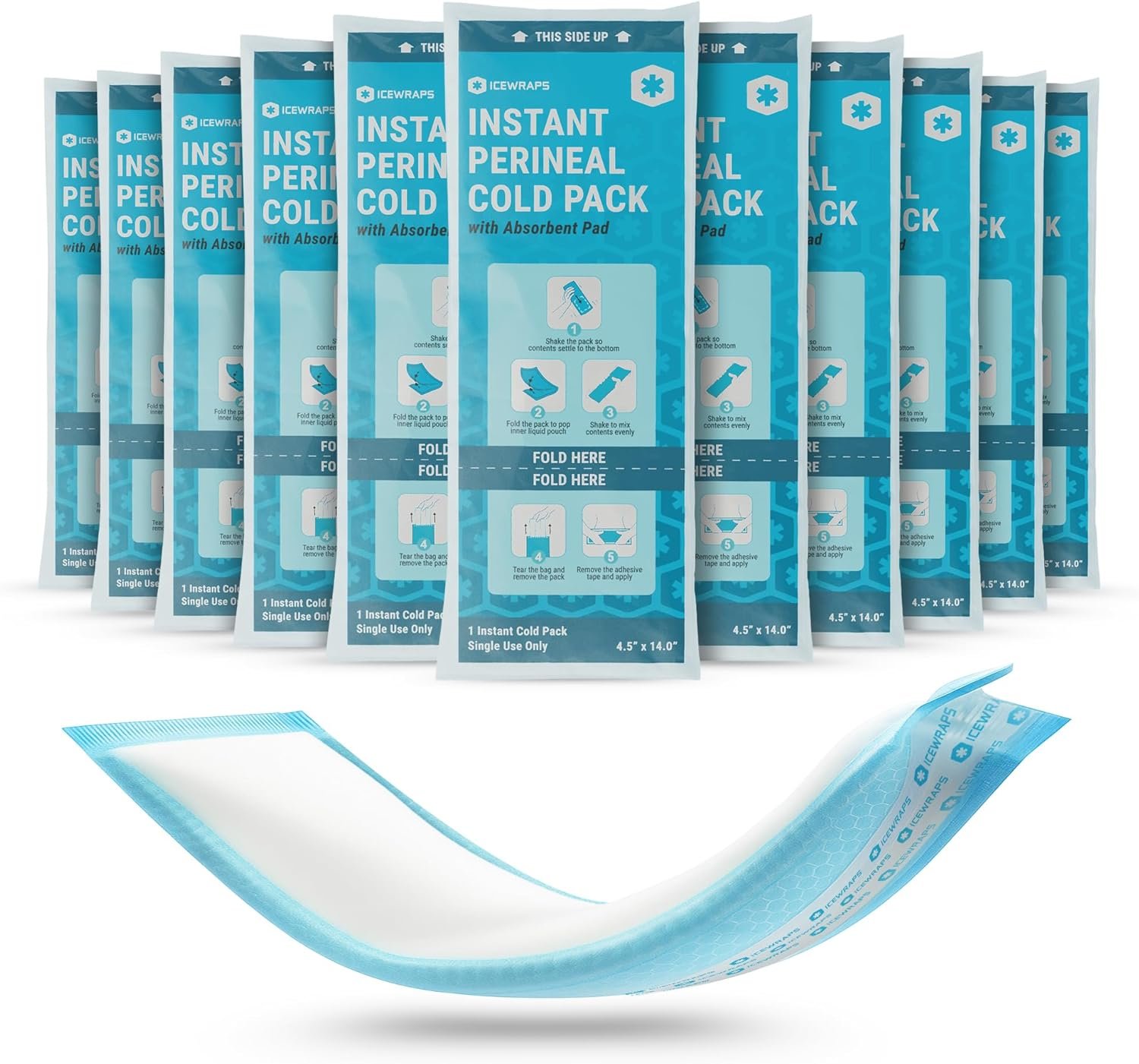 ICEWRAPS Instant Postpartum Cold Pads for Women After Birth – Ice Packs for Postpartum Care, Easy to Activate (Squeeze to Use) Stays Cold up to 20 Min, 12 Pack, Disposable Pads – FSA-HSA Eligible