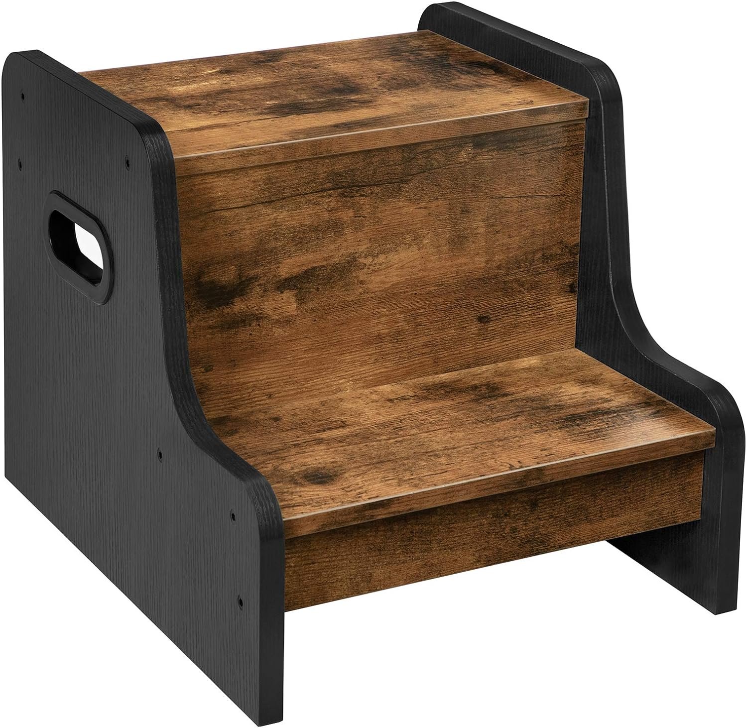 HOOBRO Step Stool for Kids, Two Step Toddler’s Stool, Kids Potty Training Stool with Handles, Non-Slip Pads for Safety, Easy to Move, for Sink, Bathroom, Bedroom, Rustic Brown BF01JD01G1