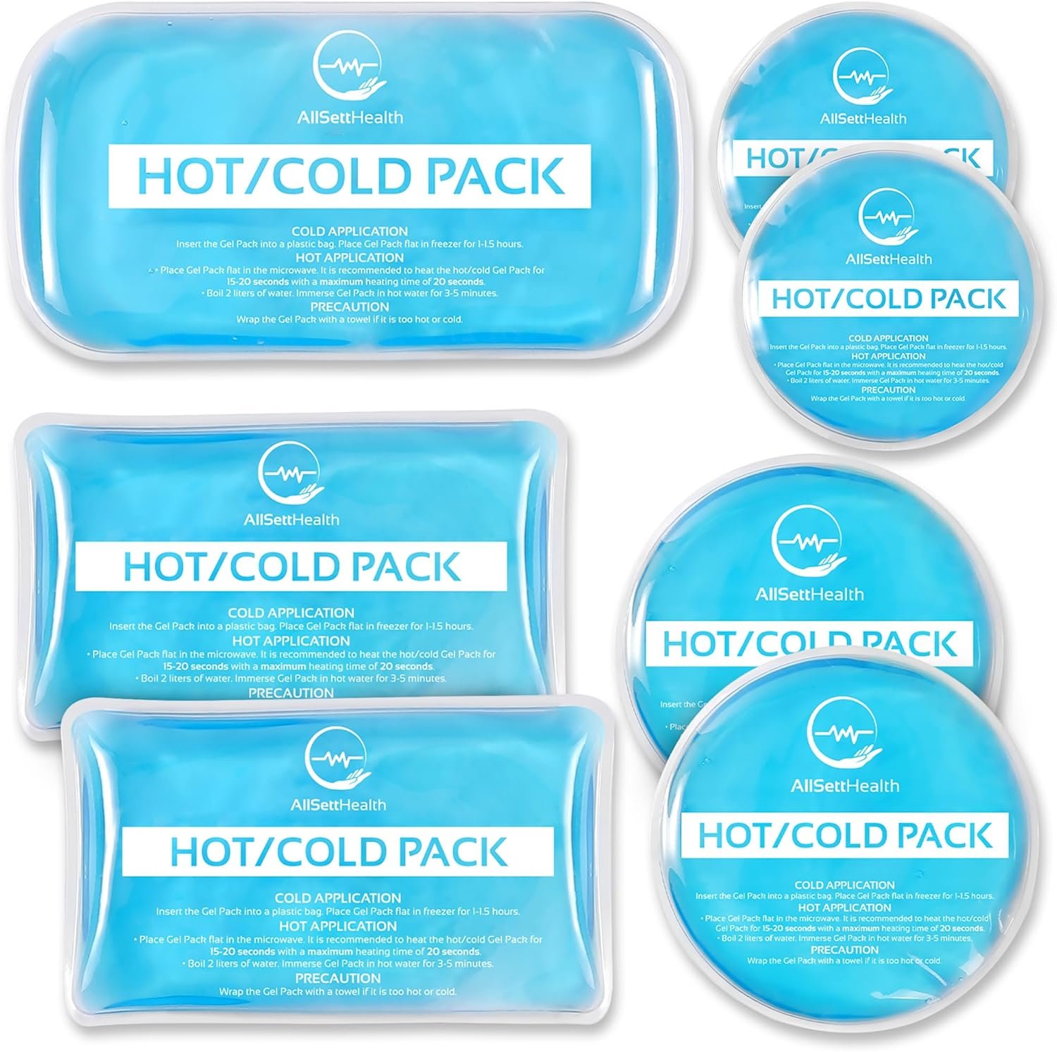 Reusable Hot and Cold Gel Ice Packs for Injuries – Gel Cold Packs for Injuries – Multiple Shapes and Sizes 7 Variety Pack