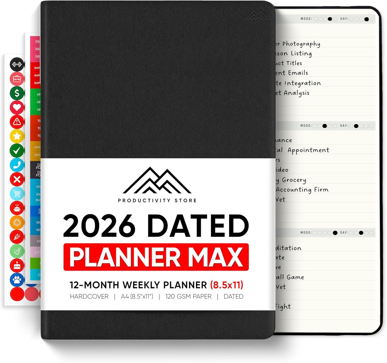 Dated, 2026 Planner, 8.5″ x 11″ – The Productivity Planner to Achieve Your 2026 Goals – Planner 2026-2027 by PRODUCTIVITY STORE (A4, BLACK)