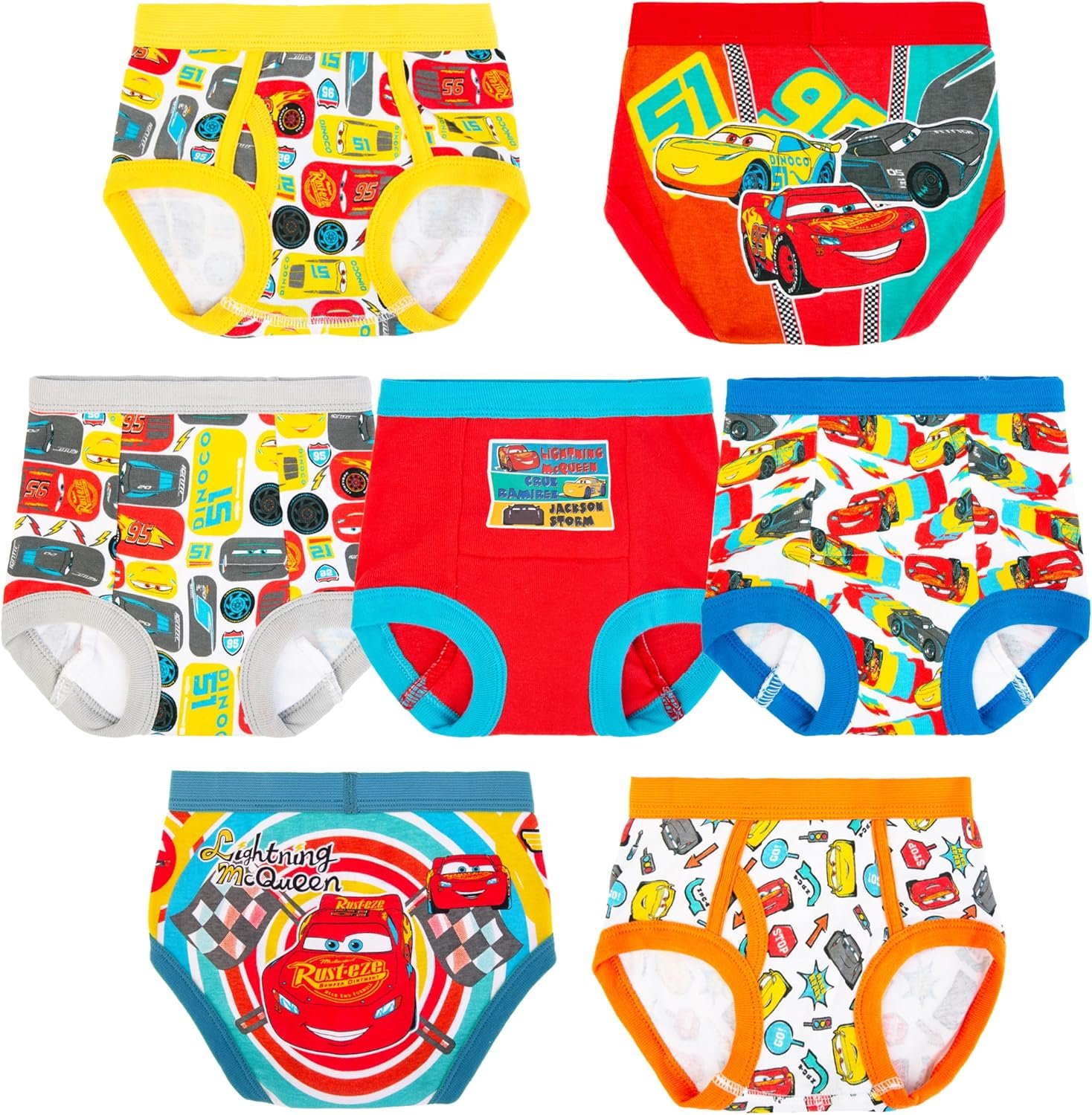 Disney Boys’ Pixar Cars Toddler Potty Training Pant & Brief Combo Option, Stickers & Tracking Chart in Sizes 18m, 2t, 3t, 4t