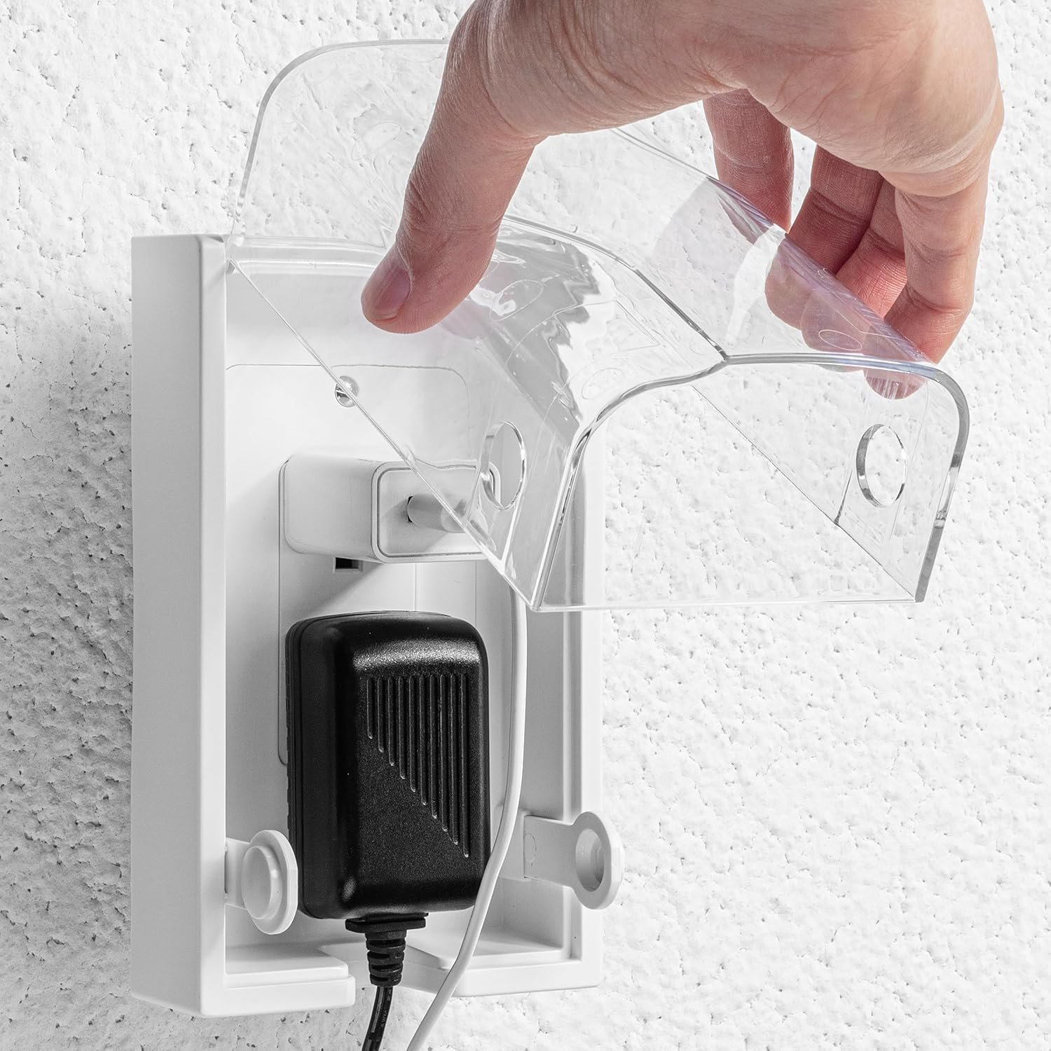 Bates- Baby Safety Outlet Cover Box, Clear Door, Baby Proof Outlet Covers, Plug Covers for Electrical Outlets