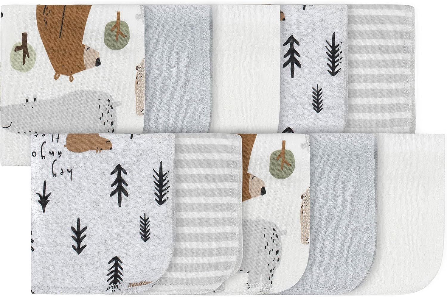 Gerber Baby 10-Pack Terry Washcloths, Bear Green, One Size