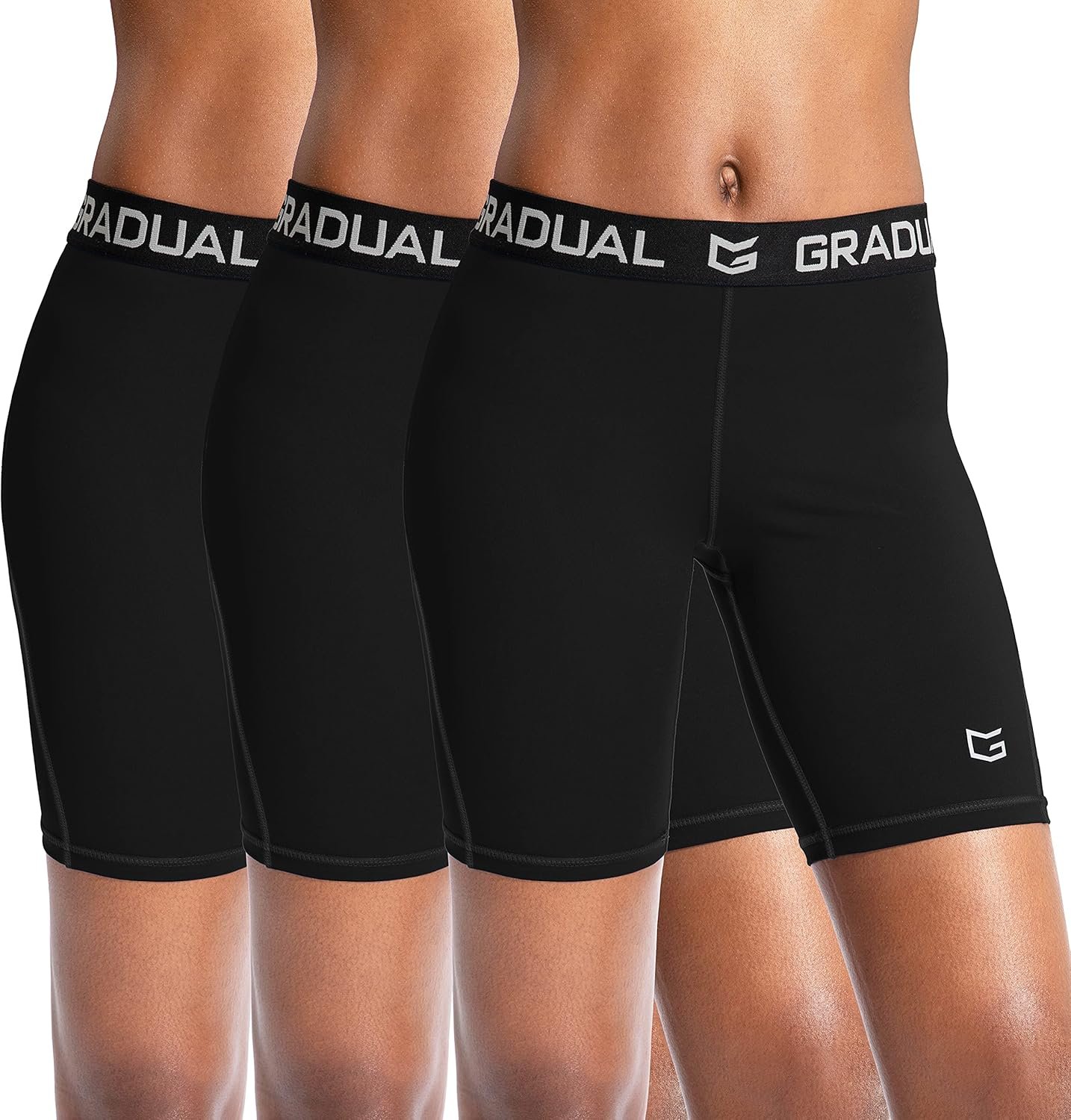 G Gradual Women’s Spandex Compression Volleyball Shorts 3″ /7″ Workout Pro Shorts for Women