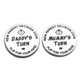 New Dad Mom Gifts Funny Decision Making Coin, New Baby Gift for Parent Mummy Daddy Pregnancy Women First Time to be Moms Dads Mother’s Day Father’s Day Gifts Double Sided
