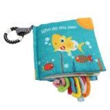 Fish Baby Books Toys, Touch Feel Cloth Crinkle Books for Babies, Infant Toys 0-6, 6-12, 12-18 Months,Early Learning Education Toys,Shower Baby Easter Gifts for Boys Girls,Teething,Mirror,Shark