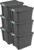 Sterilite 6-Pack Latch Tote, Stackable Plastic Storage Container Bins with Lids, 12 Gallon, Gray/Green – Latching Boxes for Bedroom, Bathroom, Garage, and Office Organization
