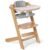 Cowiewie 3-in-1 Convertible Natural Wooden High Chair for Babies & Toddlers 3-Tier Remove & 2 Adjustable Wood Tray & 8 Levels Adjustable, 2 Waterproof Cozy Cushions Grey