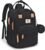 RUVALINO Diaper Bag Backpack, Multifunction Travel Pack Maternity Baby Changing Bags, Large Capacity, Waterproof, Black