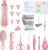 OTTOLIVES Baby Healthcare and Grooming Kit, 24 in 1 Baby Electric Nail Trimmer Set Newborn Nursery Health Care Set for Newborn Infant Toddlers Baby Boys Girls Kids Haircut Tools (0-3 Years+) (Pink)