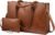 LOVEVOOK Laptop Tote Bag for Women, 15.6 Inch Large Capacity Vintage Leather Work Computer Bag, Business Casual Shoulder Handbag, Dark Brown
