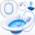 Sitz Bath for Toilet Hemorrhoids Postpartum Care, Perineal Soaking Bath Over The Toilet Seat, Collapsible Sitz Basin with Flusher for Vaginal Anal Inflammation Treatment, Yoni Steam Seat, White/Blue