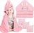 4 PCS Hooded Baby Towels, Absorbent Baby Bath Towel, Soft Baby Towels and 3 PCS Baby Washcloths for Newborns, Toddlers, and Kids, 32×32 in Baby Towel with Hood for Boy and Girl (Pink Kittens)