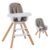 évolur Zoodle 3-in-1 High Chair in Light Grey | Convertible Wooden Baby Feeding Chair with Dishwasher Safe Removable Tray, Adjustable Footrest, Padded Cushion, 5-Point Harness for Infants & Toddlers