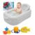 Inflatable Baby Bathtub Complete Set – Portable Non-Slip Baby Bath Tub with Newborn Cushion, Floating Thermometer, 3 Bath Toys & Air Pump, Safe Bath for Boys & Girls Age 0–3 Years