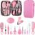 Baby Grooming Kit, Infant Safety Care Set with Hair Brush Comb Nail Clipper Nasal Aspirator,Baby Essentials Kit for Newborn Girls Boys (Pink Baby Grooming kit)