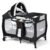 Kinder King 4 in 1 Portable Pack and Play, Baby Playard w/Bassinet, Large Playpen for Infant and Toddler, Newborn Changing Table, Adjustable Canopy, Storage Basket, Travel Bag, Black