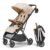 Bombi Bēbee V2 Lightweight Baby Stroller – Premium Vegan Leather, One-Hand Fold, Infinite Recline, Aircraft-Grade Aluminum Frame, XXL Canopy, and Ample Storage Umbrella Stroller – Sand